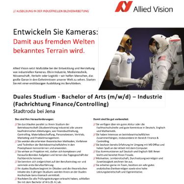 Firmenanzeige Allied Vision SR Industrie
