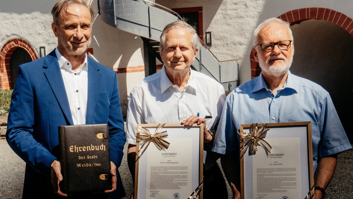 Ehrenbrief der Stadt Weida verliehen an Prof. Müller und Prof. Bussemer